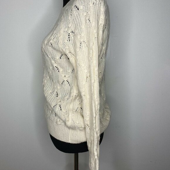 Elodie Womens Heather Ivory Knitted Pintelle Sweat - Picture 4 of 7